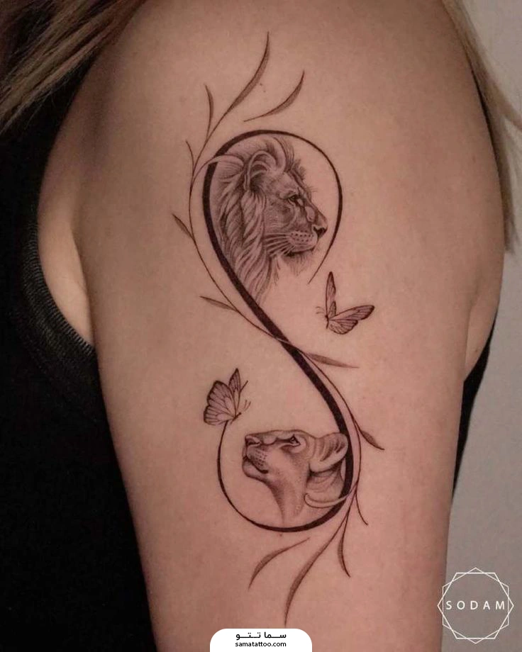 تتو شیر روی بازو