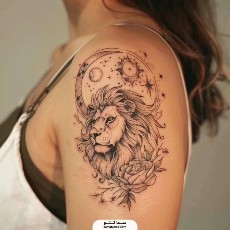 تتو طرح شیر روی بازو