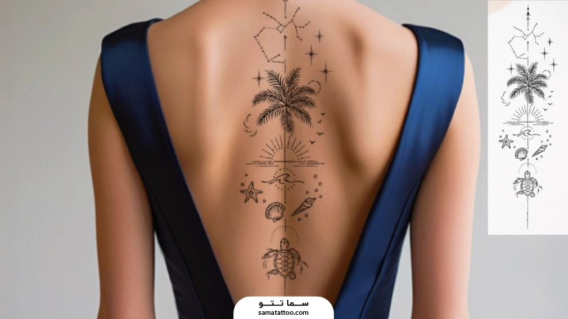 تاتو کمر با ایده طرح های ساحلی