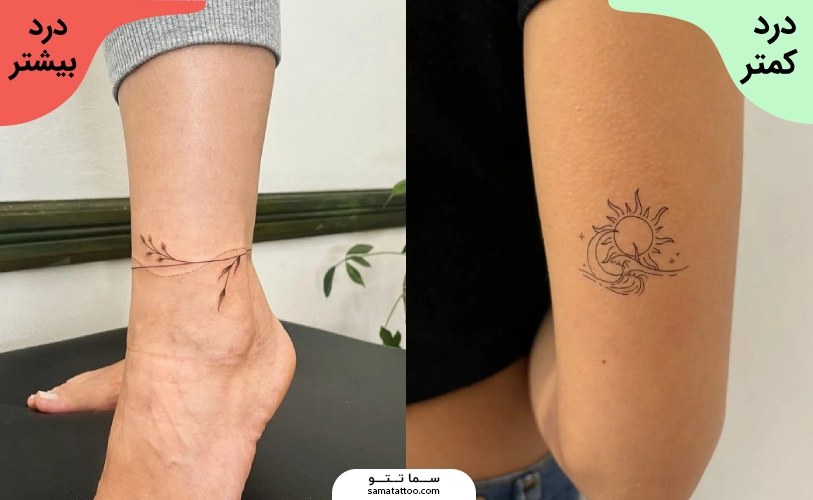 مقایسه درد تتو در بازو و مچ پا