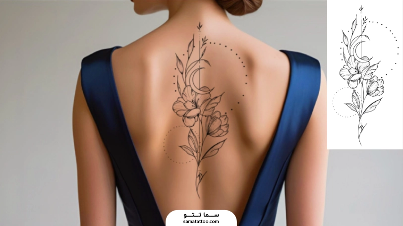 تتو کمر طرح گل