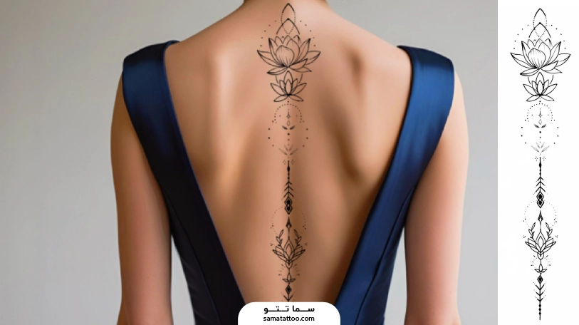 تتو ستون فقرات طرح گل لوتوس