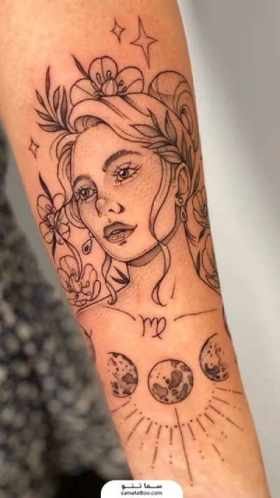 تتو دوشیزه روی ساعد دست