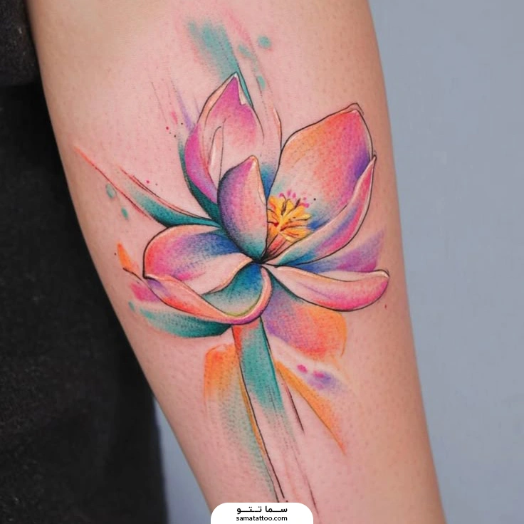 تتو آبرنگی گل لوتوس