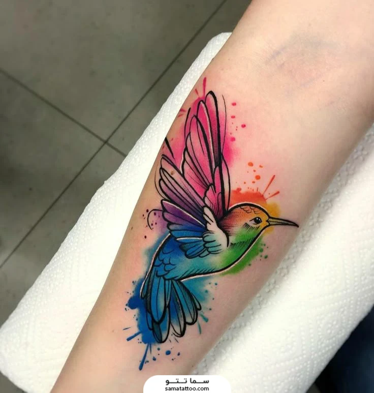 تتو پرنده سبک آبرنگ