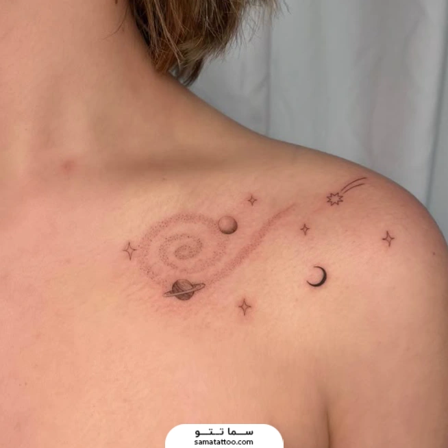 تتو آسمون روی ترقوه