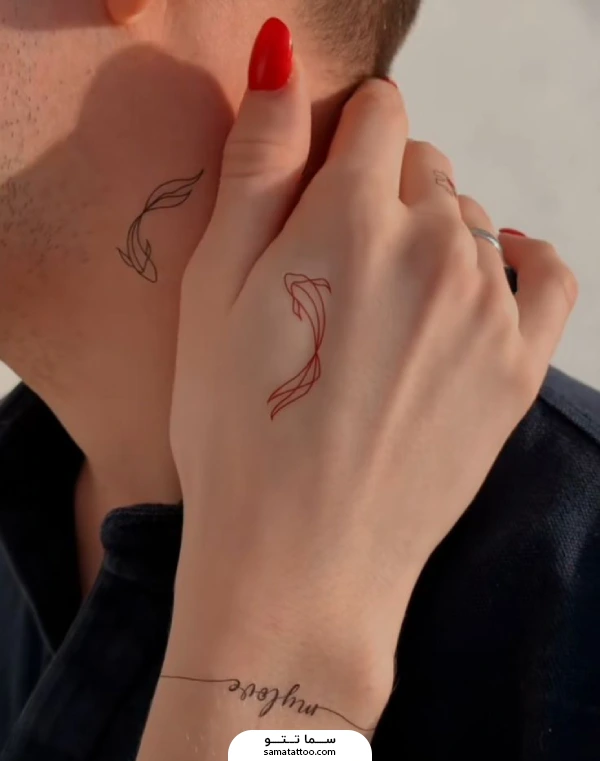 تاتو ست برای زوج ها طرح ماهی