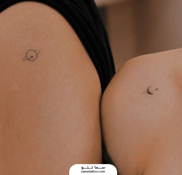 تتو مینیمال ست دو نفره طرح ماه و زمین