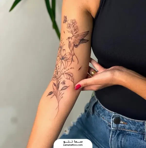 تاتو پرنده روی دست